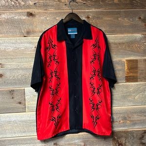 Vintage Y2k Tribal Button Down Hawaiian Shirt Large JNCO Vibe